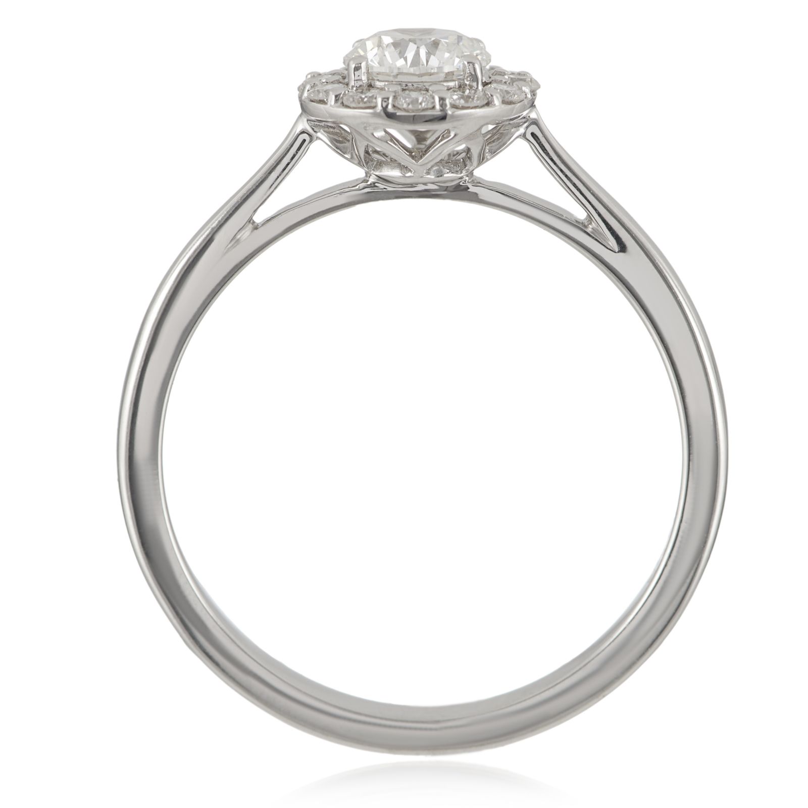 0.66ct Lab Grown Diamond Halo Solitaire Ring 18ct White Gold F VS1 - QVC UK