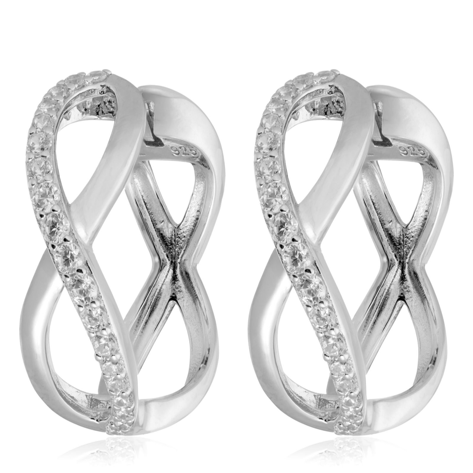 Diamonique 0.4ct tw Dale Franklin Infinity Huggie Earrings Sterling Silver