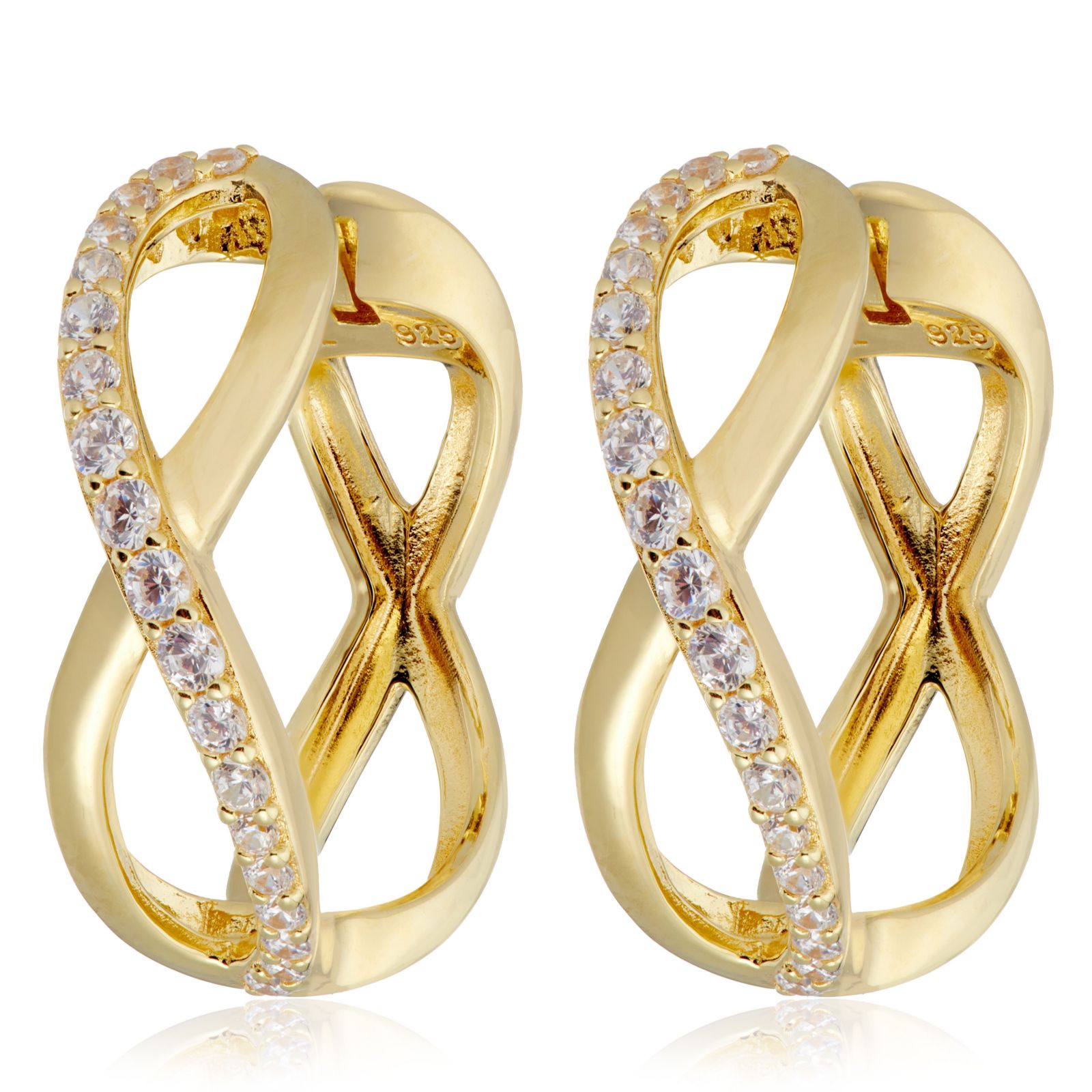 Diamonique 0.4ct tw Dale Franklin Infinity Huggie Earrings Sterling Silver