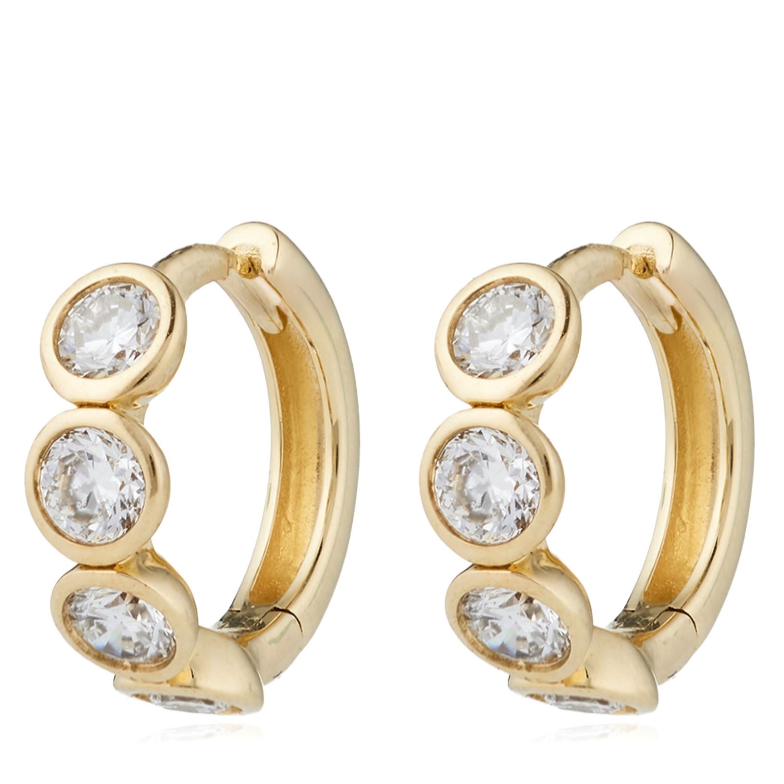 Fire Light 1ct Bezel Set Hoop Earrings 9ct Gold