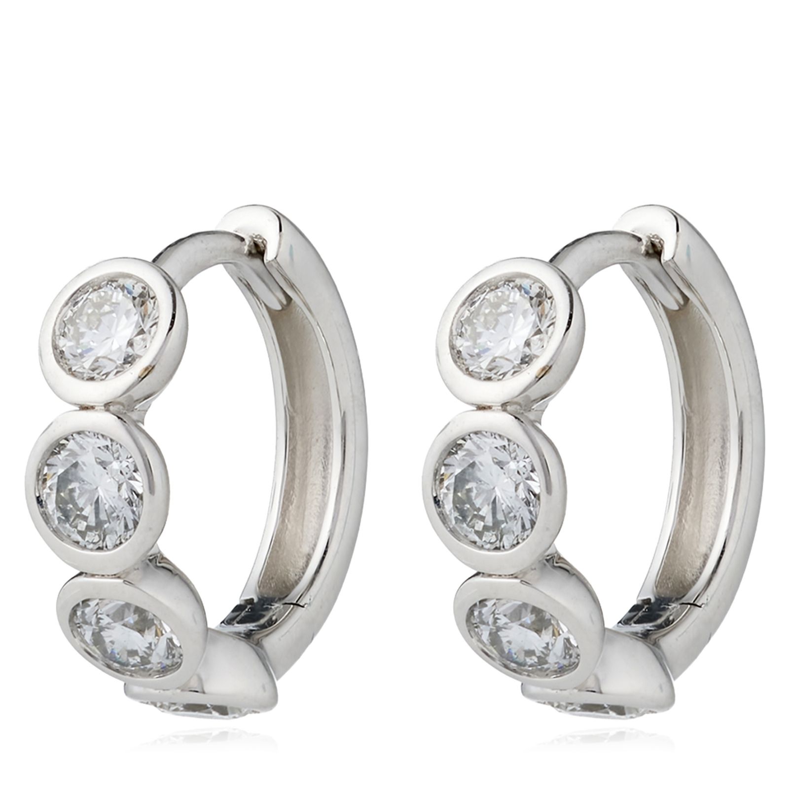 Fire Light 1ct Bezel Set Hoop Earrings 9ct Gold