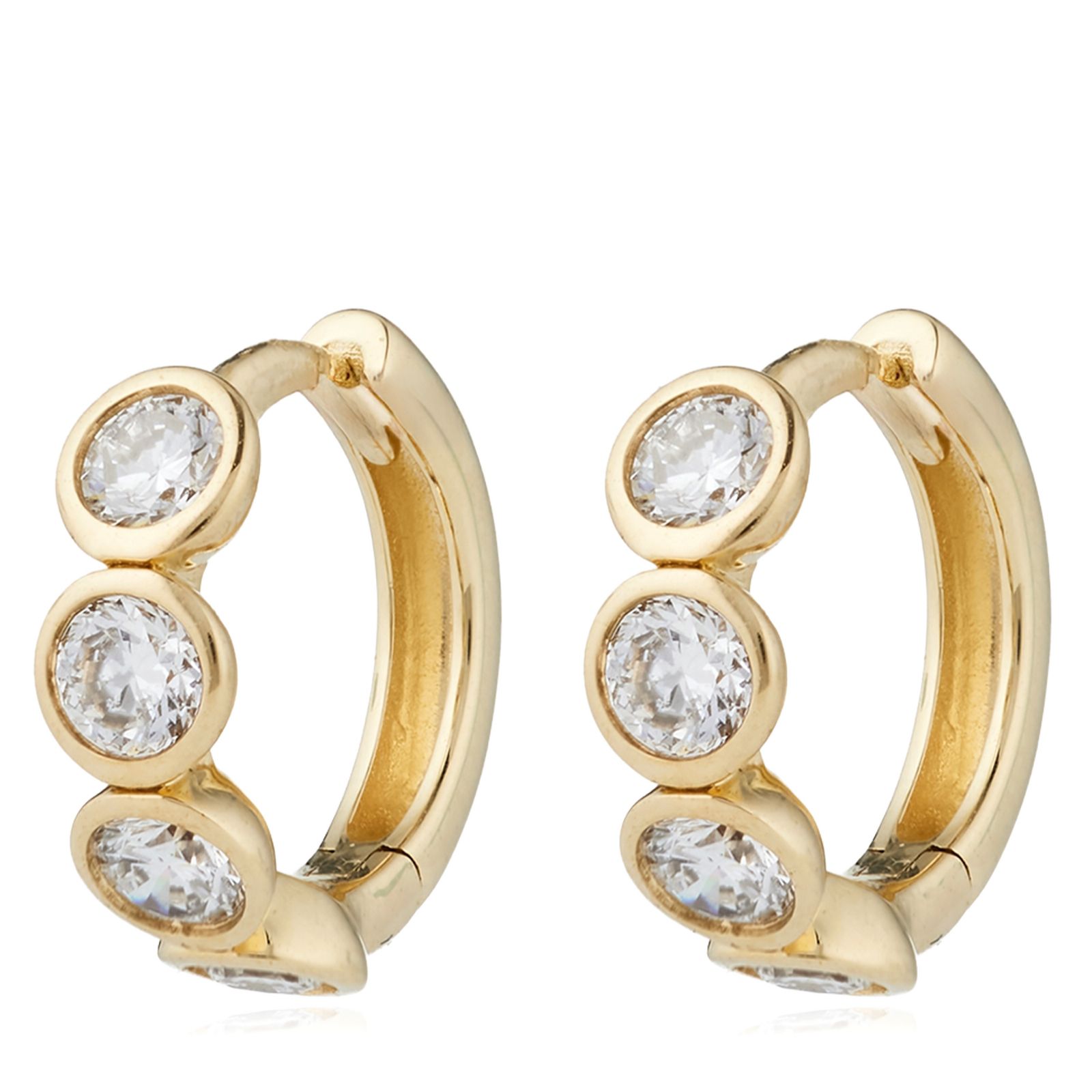 Fire Light 1ct Bezel Set Hoop Earrings 9ct Gold