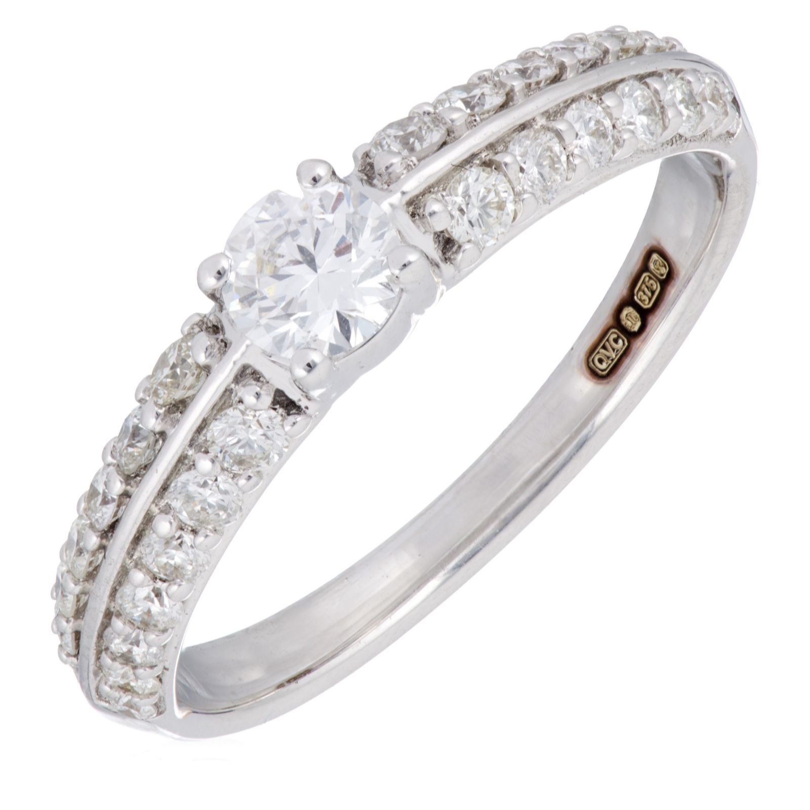 0.75ct Diamond 2 Row Solitaire Band Ring 9ct Gold