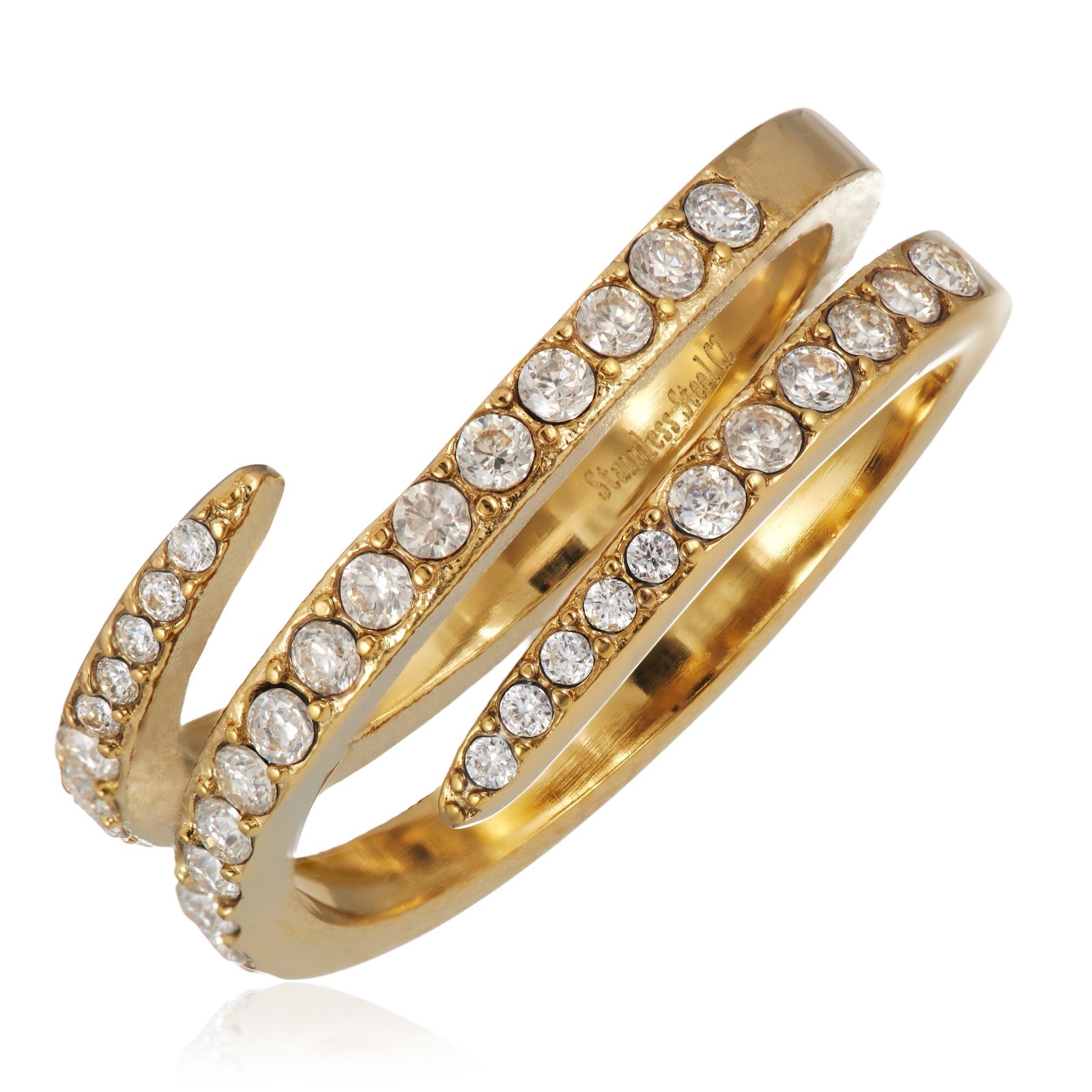 Steel by Diamonique Pave Wrap Ring Stainless Steel