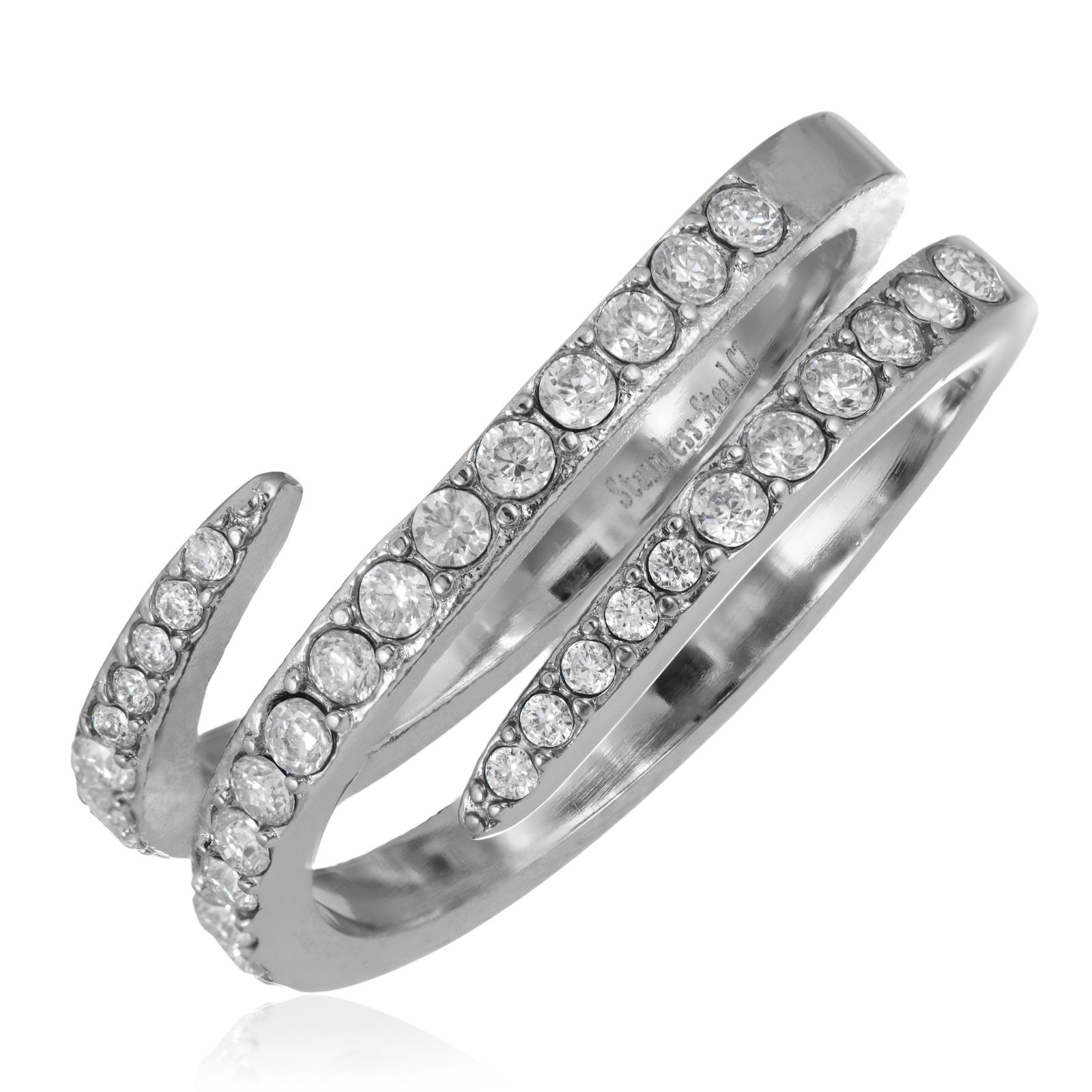 Steel by Diamonique Pave Wrap Ring Stainless Steel