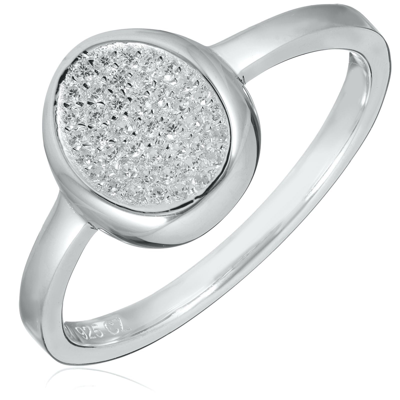 Diamonique 0.21ct Pave Oval Ring Sterling Silver
