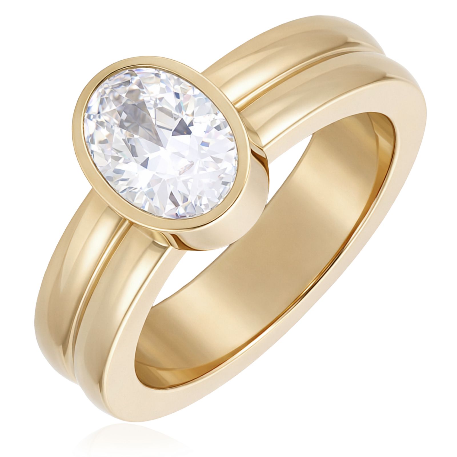 Steel by Diamonique Oval Cut Stone Ring