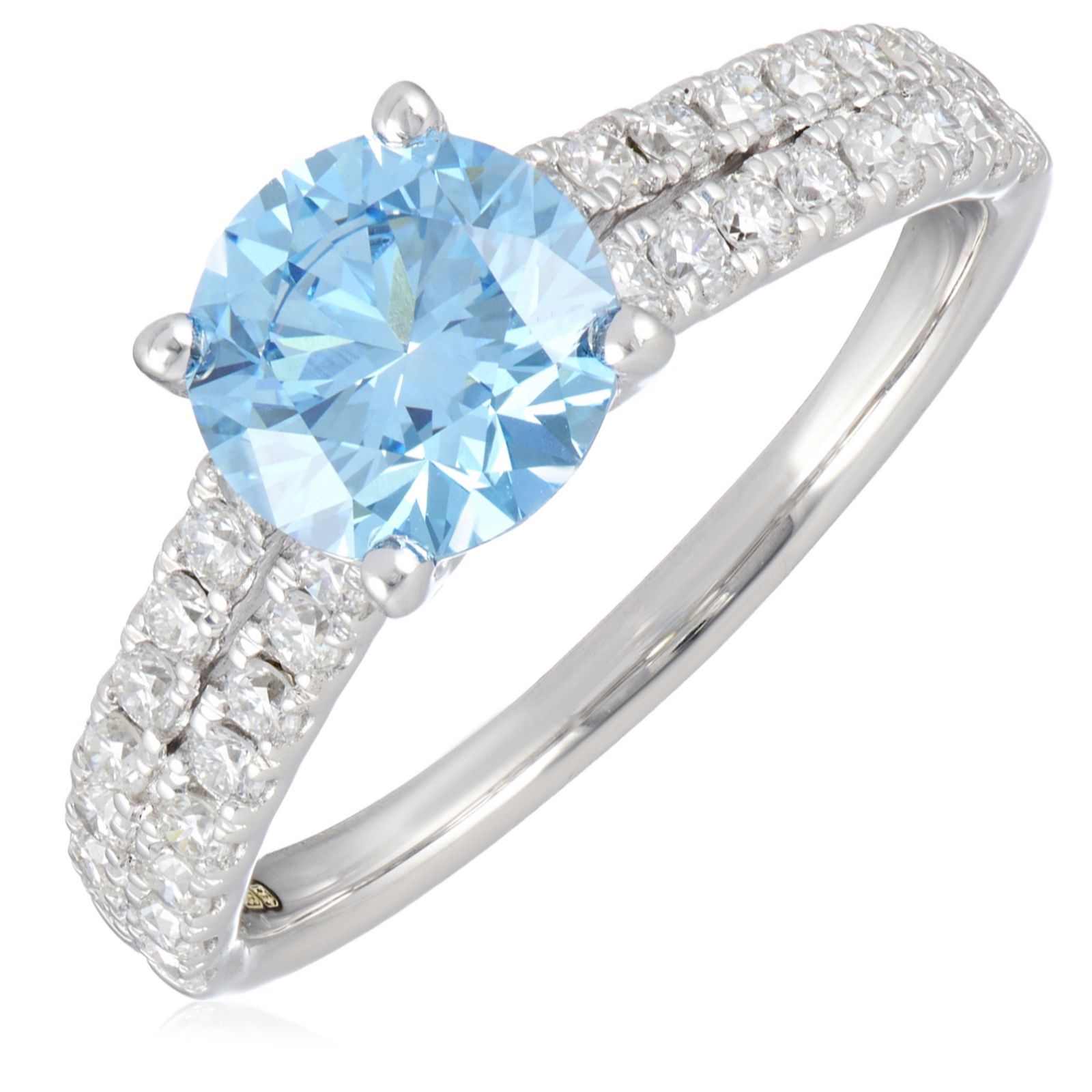 Fire Light 2ct Lab Grown Blue Diamond Double Row Solitaire Ring