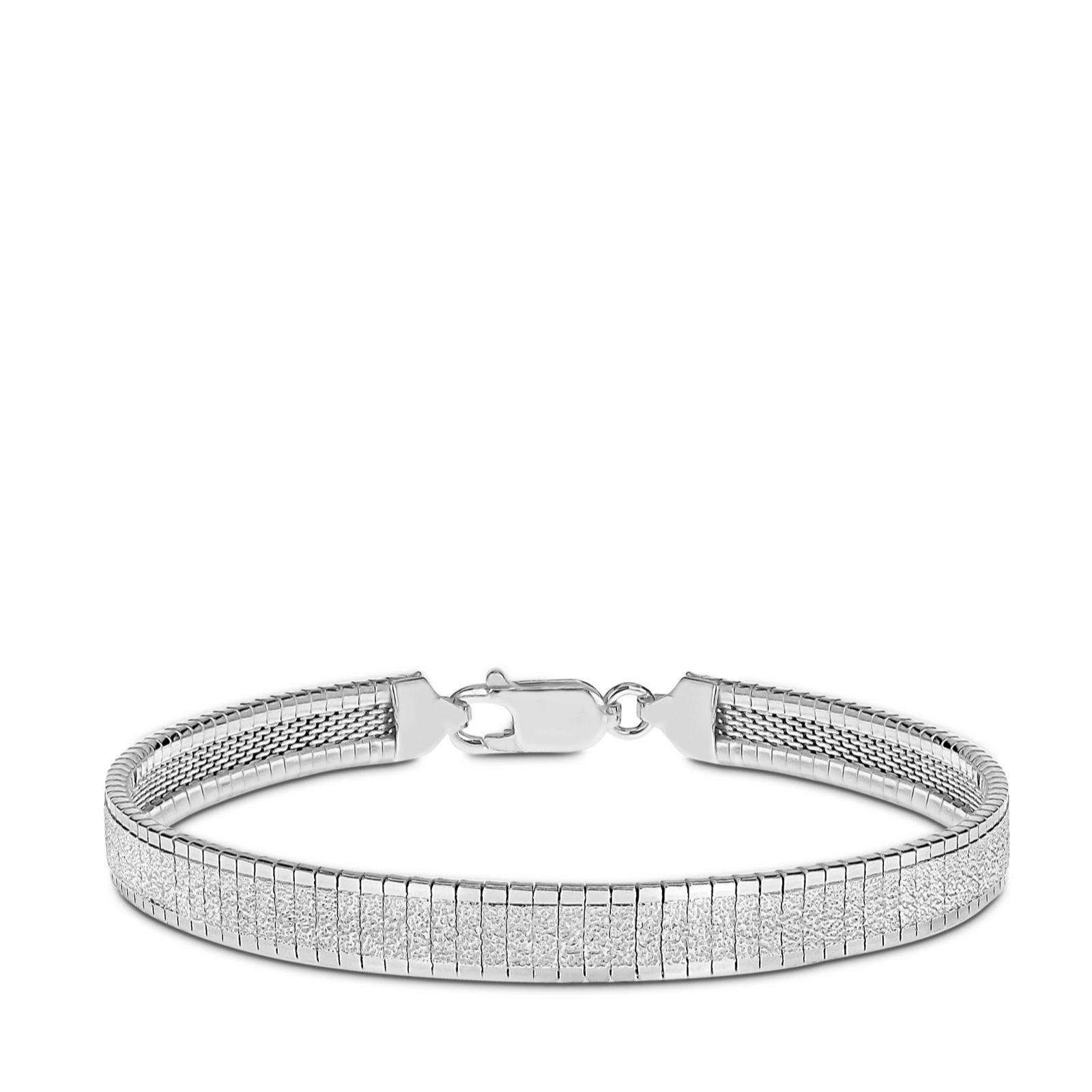 Faith & Brown Italian Crafted Sterling Silver Omega Textured Bracelet