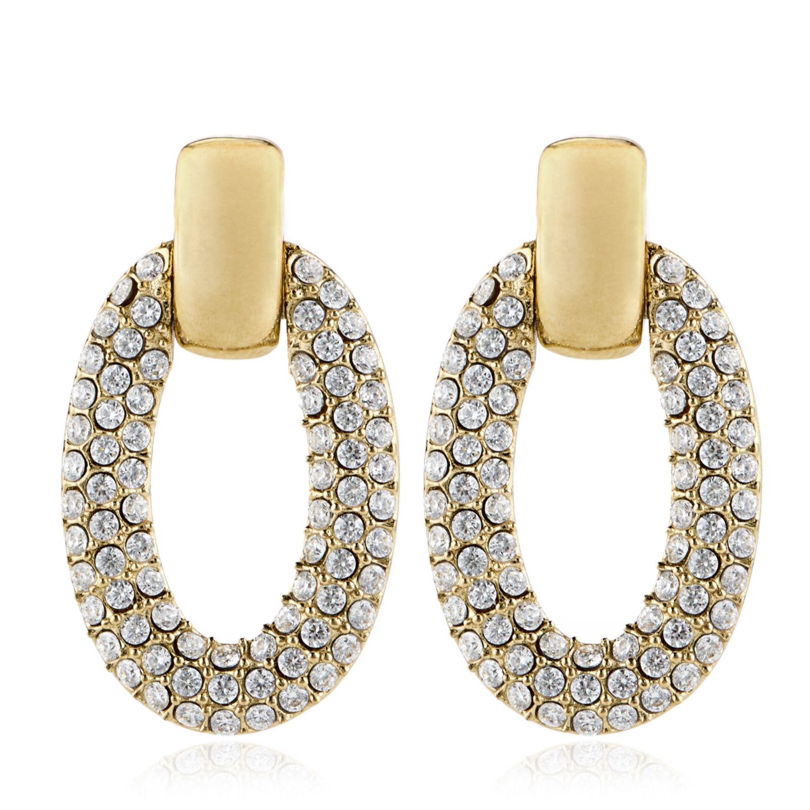 Steel by Diamonique Pave Link Earrings Stainless Steel