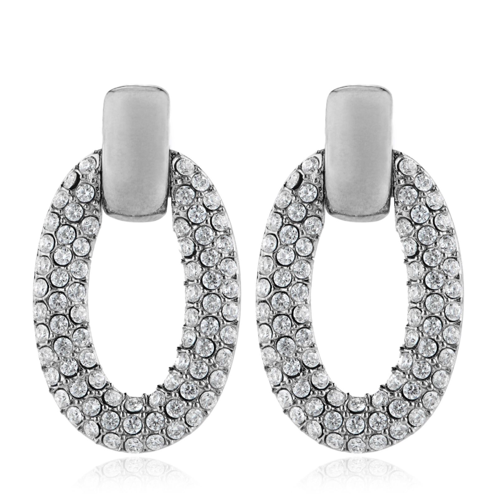 Steel by Diamonique Pave Link Earrings Stainless Steel