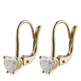 Firelight 1ct Lab Grown Diamond Heart Cut Leverback Earrings 9ct Gold