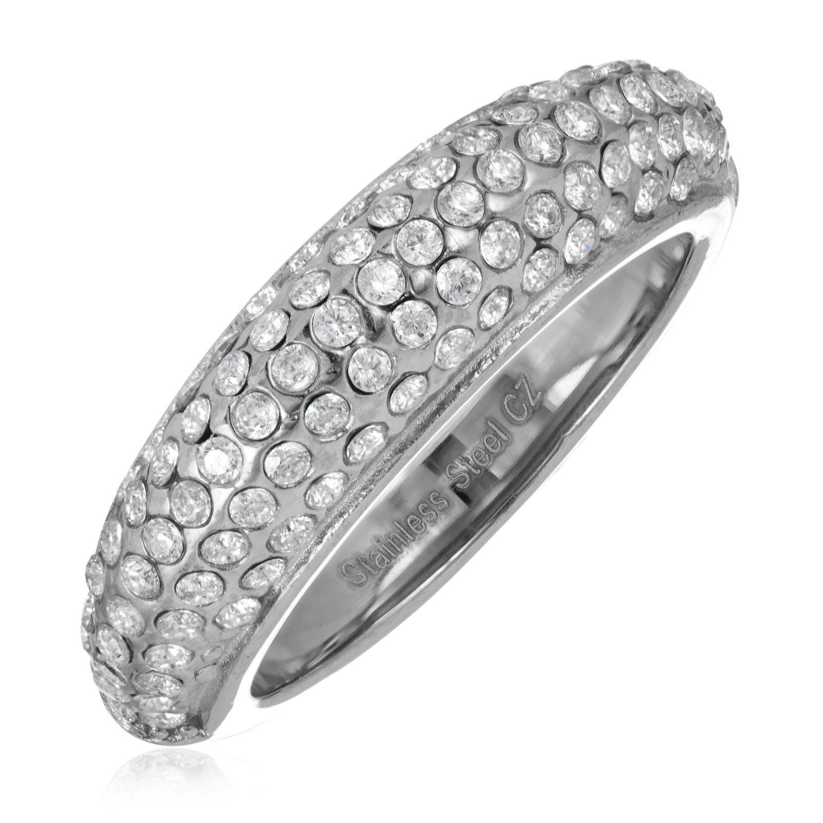 Steel By Diamonique Pave Band Ring Stainless Steel