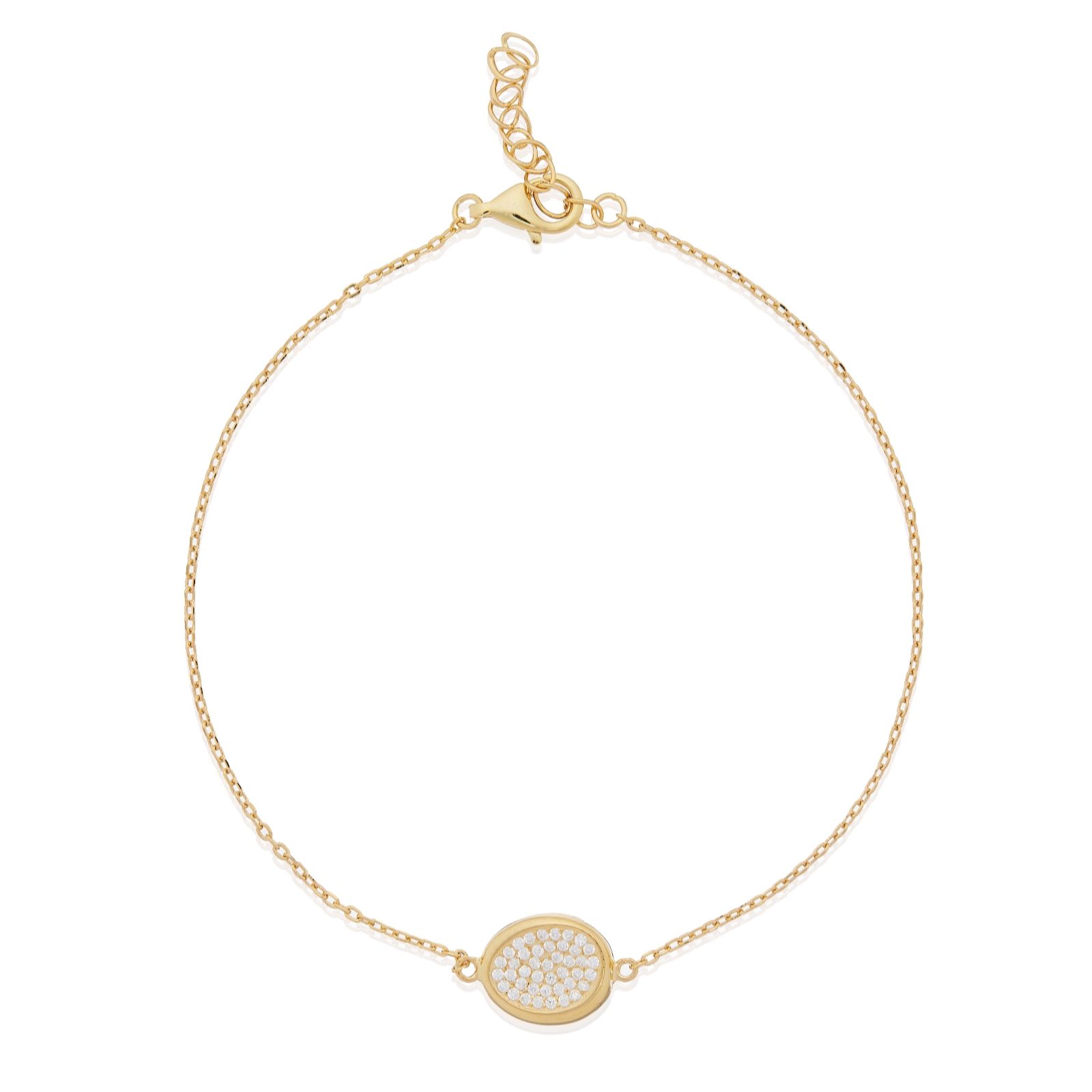 Diamonique 0.21ct Pave Oval Bracelet Sterling Silver