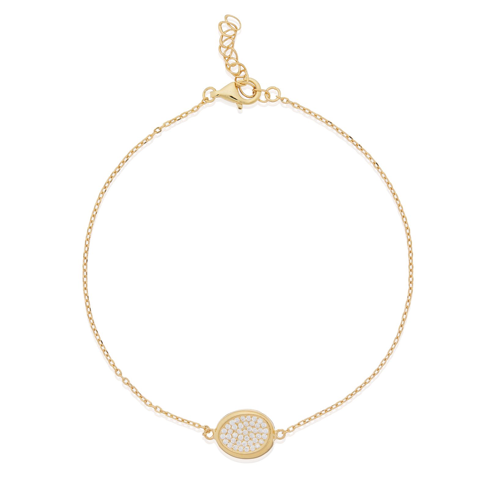 Diamonique 0.21ct Pave Oval Bracelet Sterling Silver