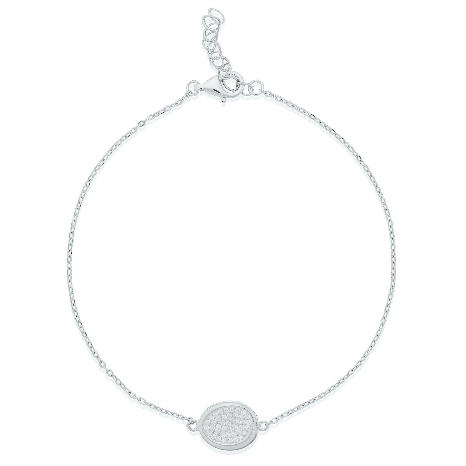 Diamonique 0.21ct Pave Oval Bracelet Sterling Silver