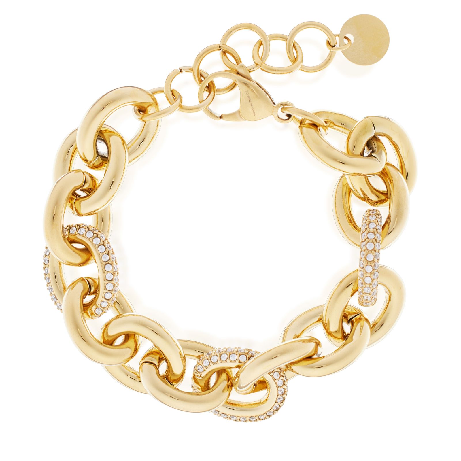 Steel by Diamonique Pave Chain Link Bracelet