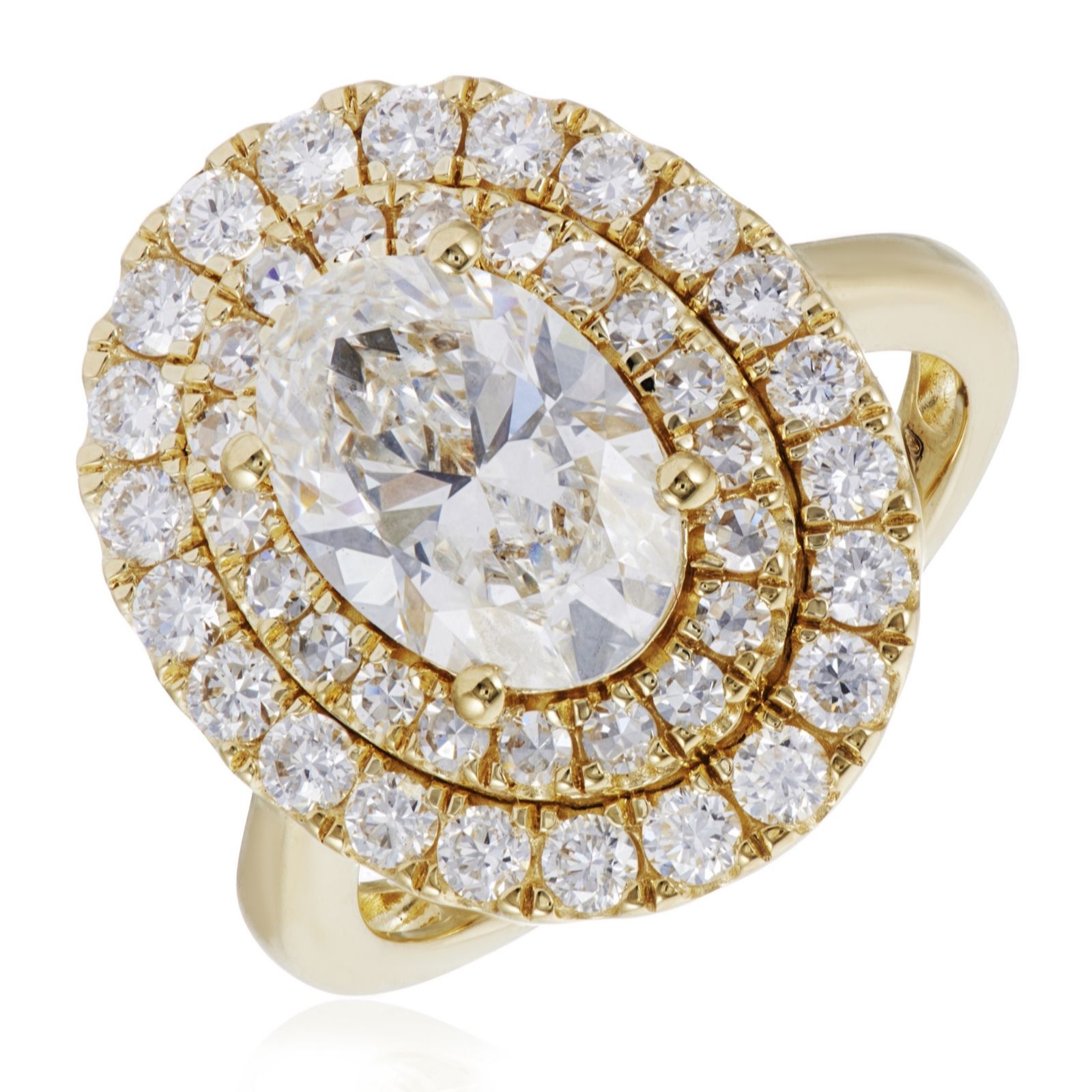 Fire Light 3ct Lab Grown Diamond Double Halo Oval Ring 9ct Gold