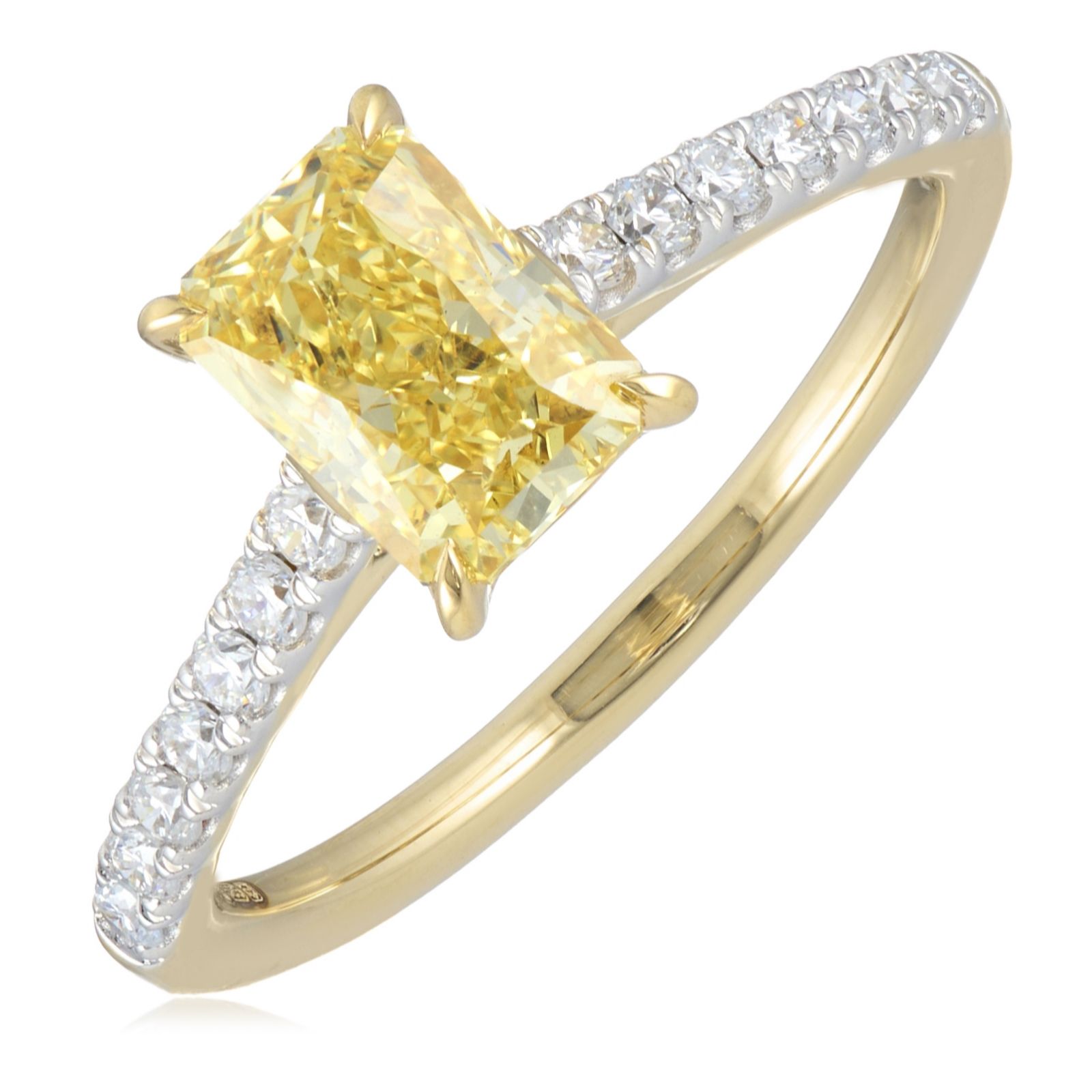 Fire Light 1.75ct Lab Grown Yellow Diamond Emerald Cut Solitaire Ring