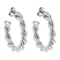Faith & Brown Sterling Silver Open Twisted Hoop 25mm