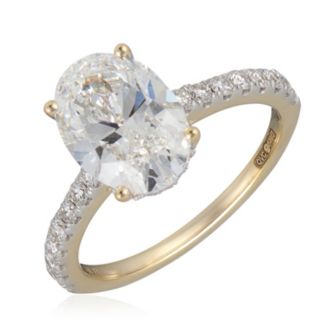 Fire Light 3.5ct Lab Grown Diamond Oval Hidden Halo Solitaire Ring 14ct Gold