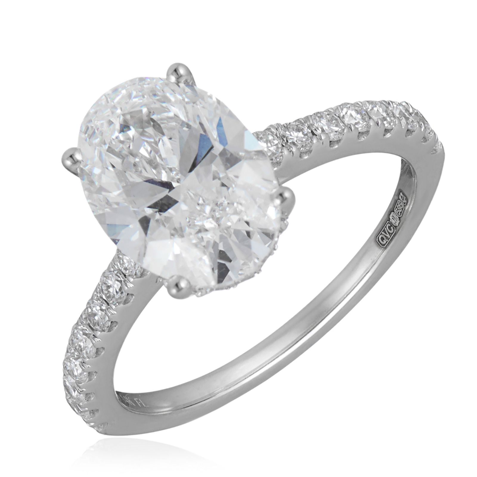 Fire Light 3.5ct Lab Grown Diamond Oval Hidden Halo Solitaire Ring 14ct Gold