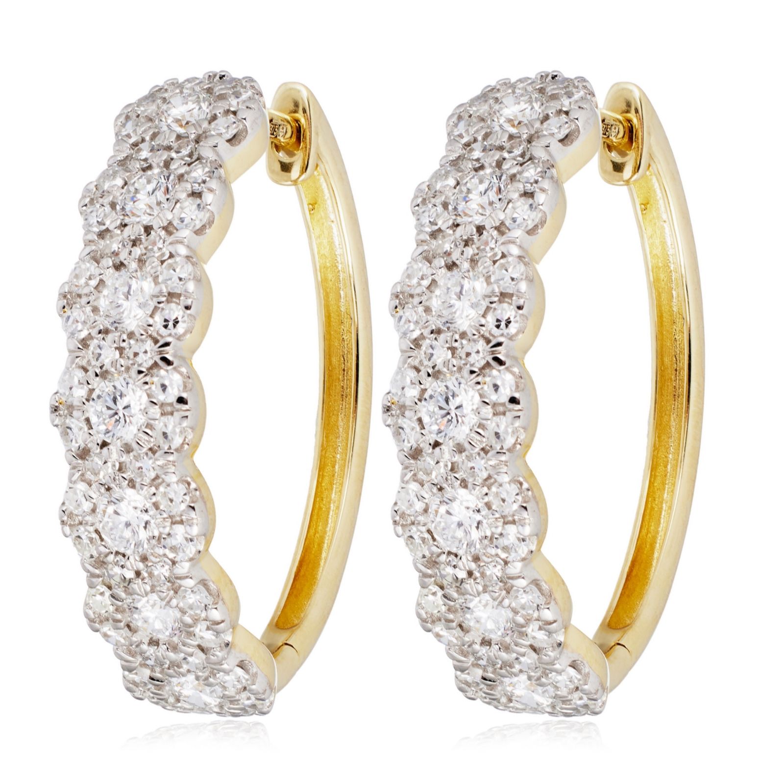 Fire Light 2ct Lab Grown Diamond Halo Hoop Earrings 9ct Gold