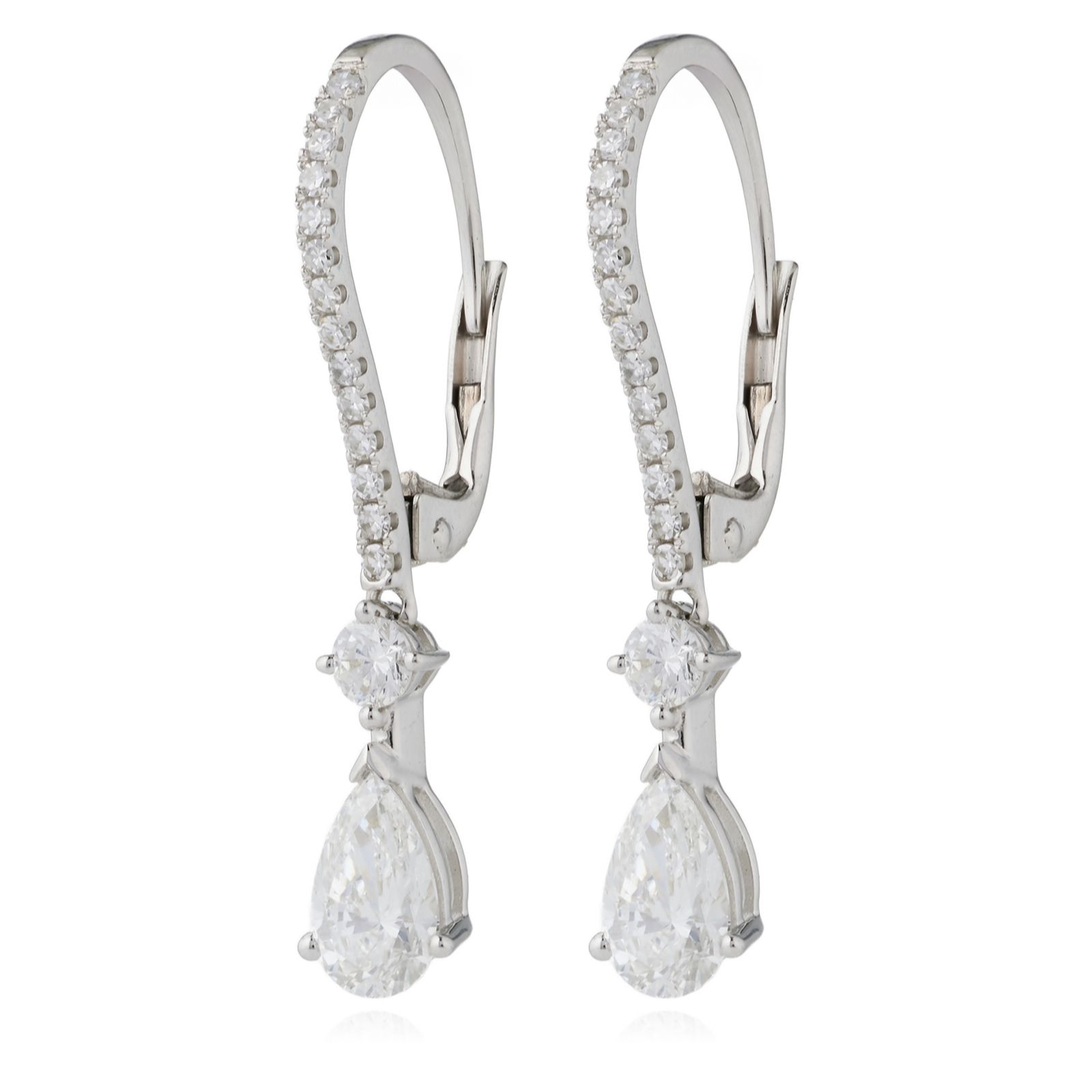 Fire Light 2ct Lab Grown Diamond Pear Drop Leverback Earring 9ct Gold