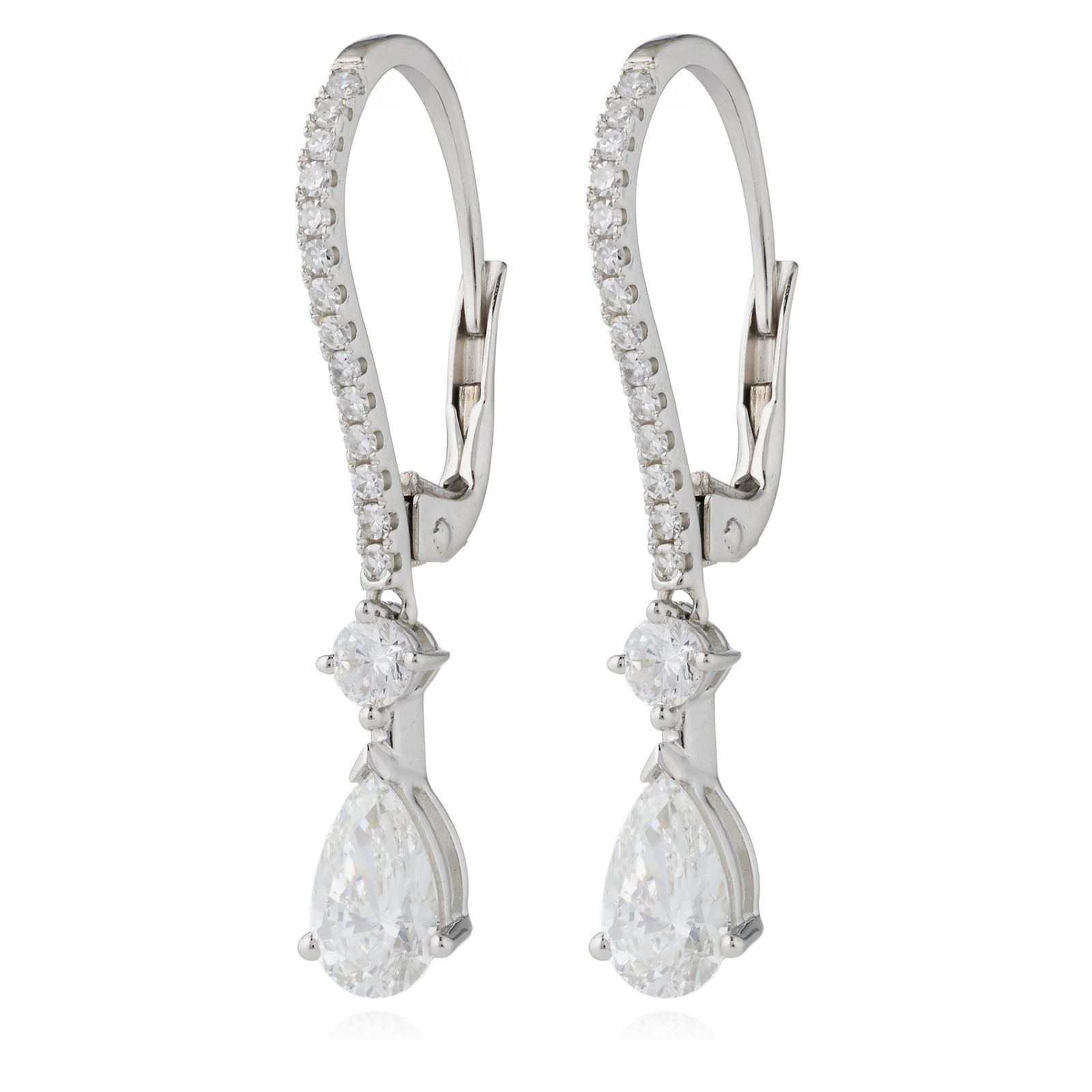 Fire Light 2ct Lab Grown Diamond Pear Drop Leverback Earring 9ct Gold