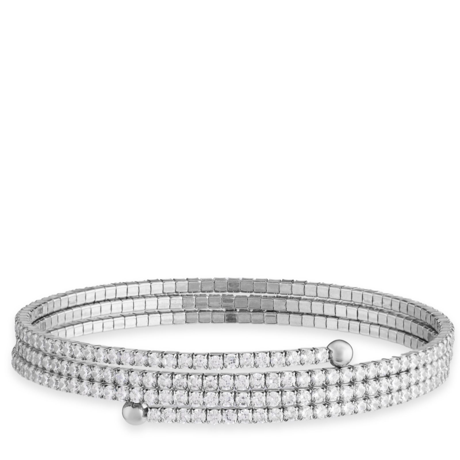 Steel by Diamonique Pave Wrap Bangle Stainless Steel