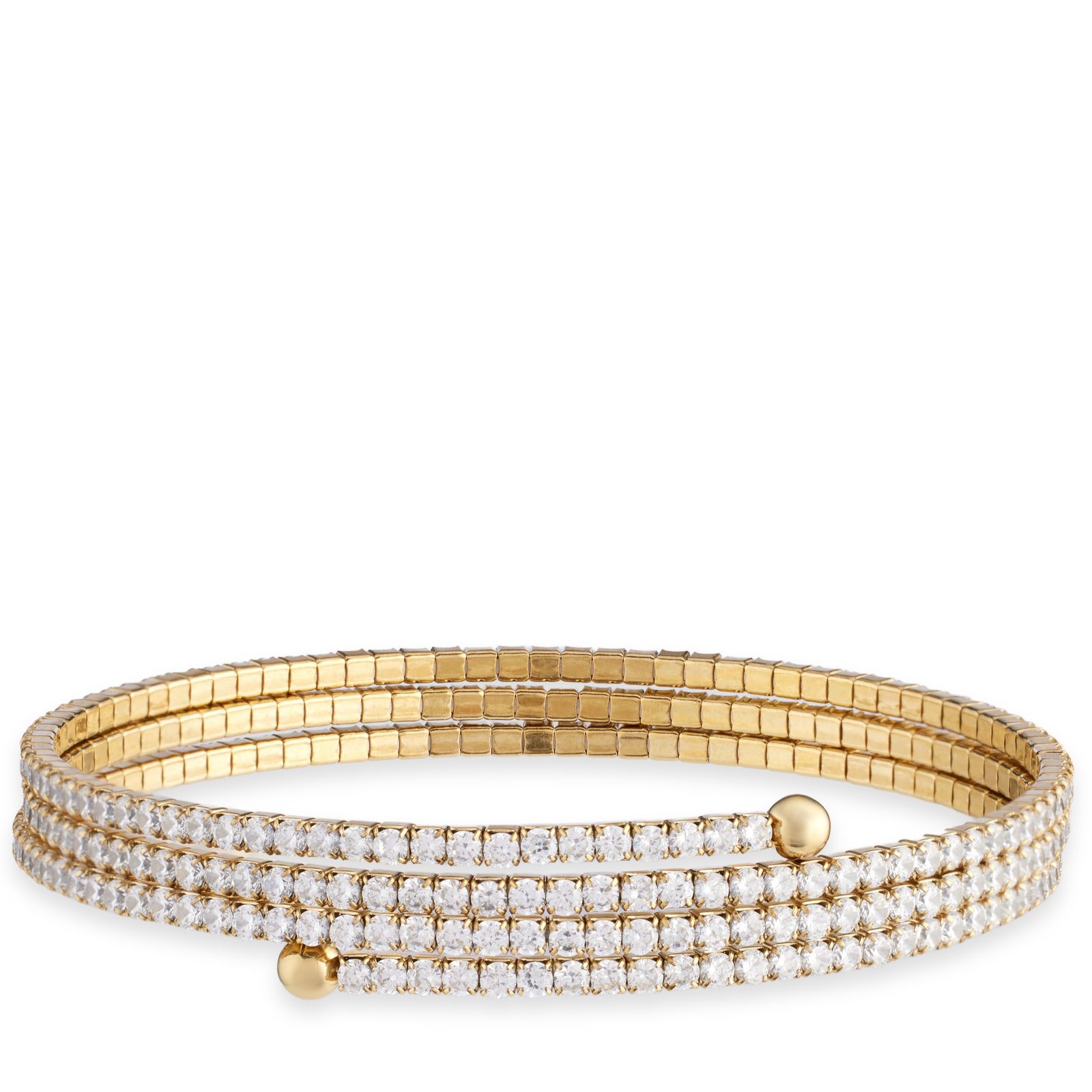 Steel by Diamonique Pave Wrap Bangle Stainless Steel