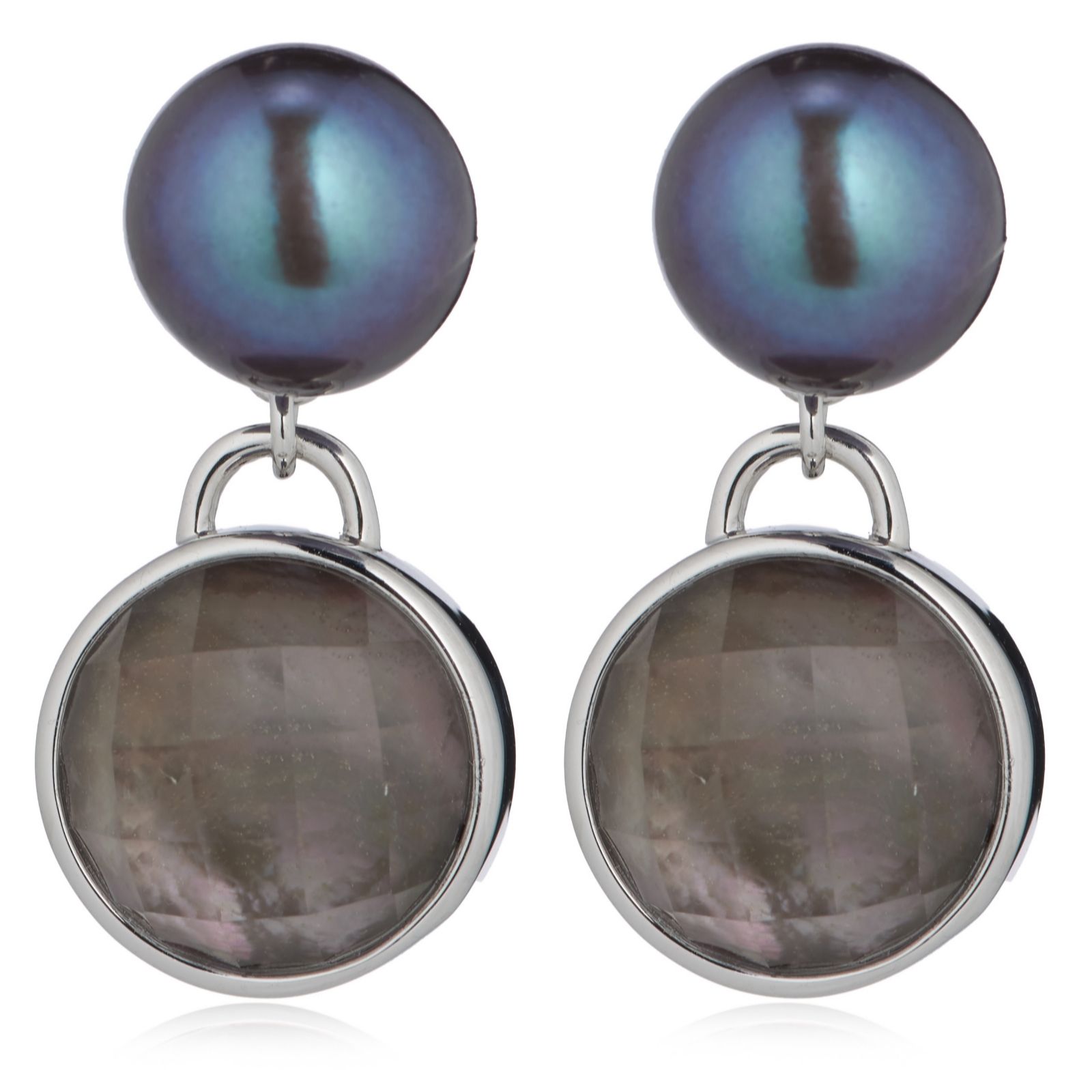 Lara Pearl 8-9mm Button Pearl and MOP Drop Earring