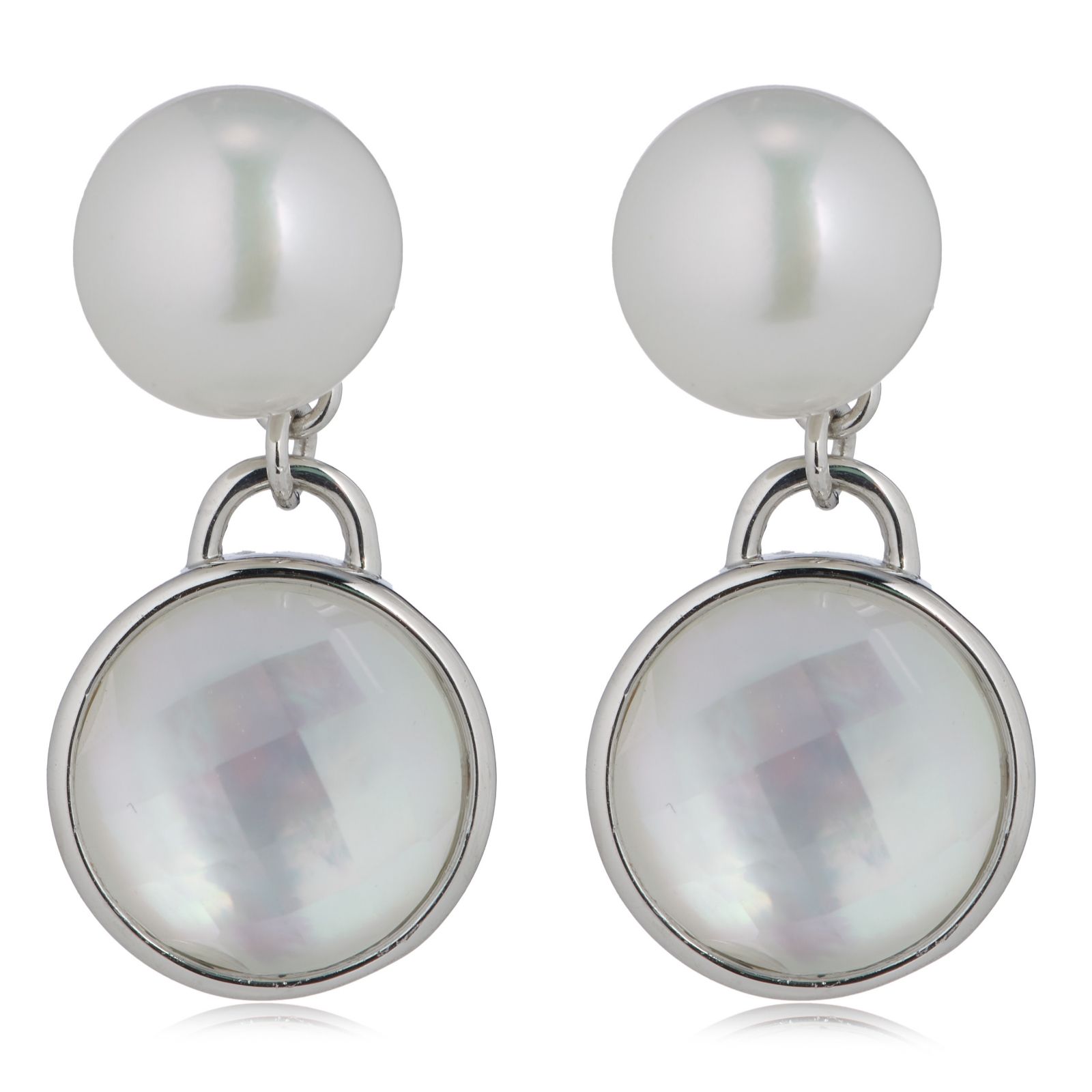 Lara Pearl 8-9mm Button Pearl Mother of Pearl Drop Earrings