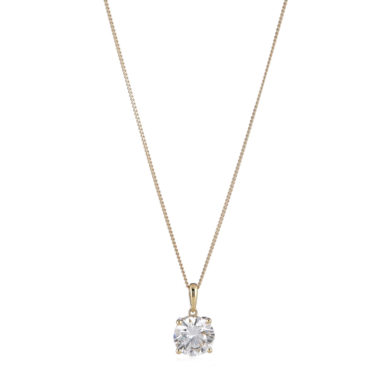 Fire Light 3ct Lab Grown Diamond Pendant Necklace and Chain 9ct Gold