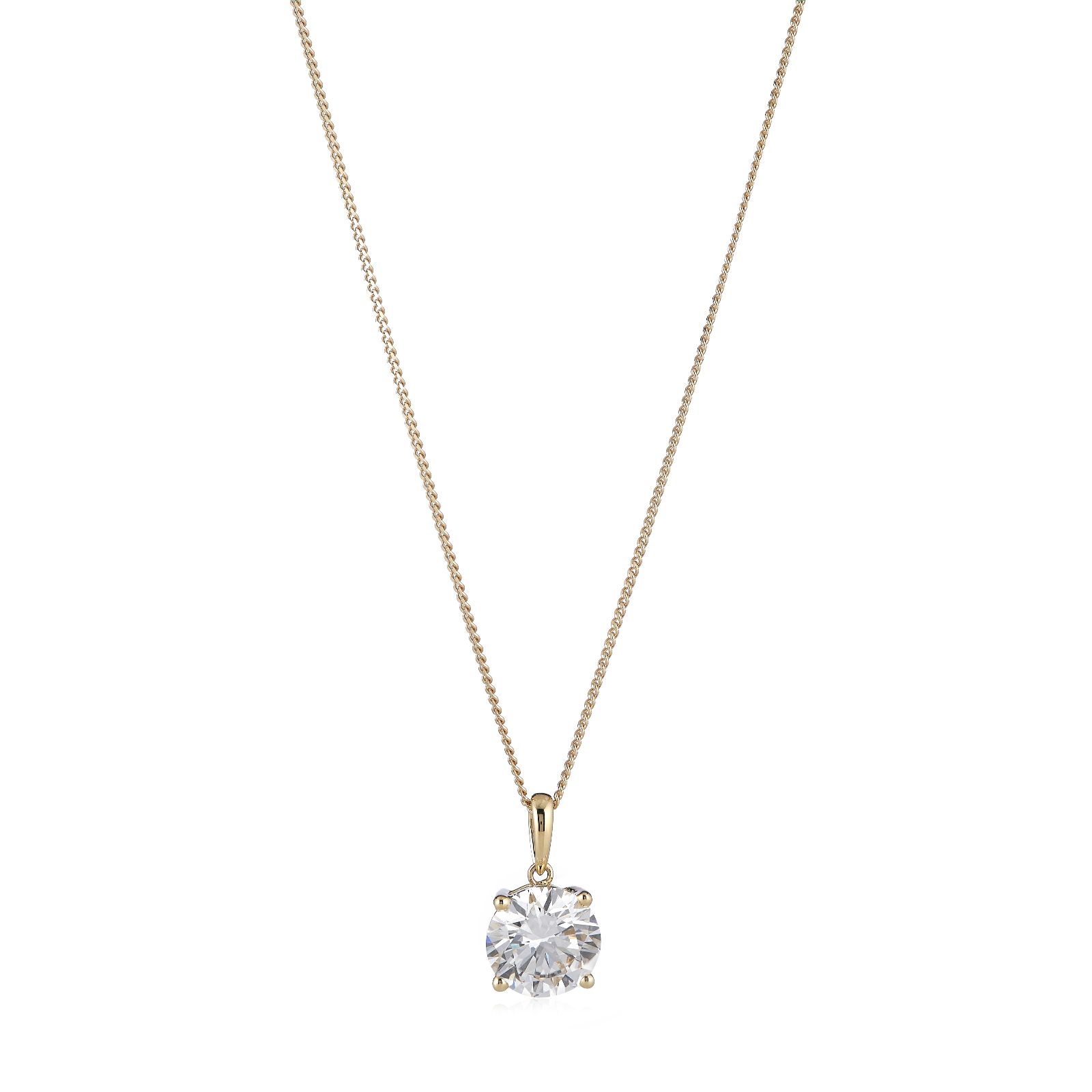Fire Light 3ct Lab Grown Diamond Pendant Necklace and Chain 9ct Gold