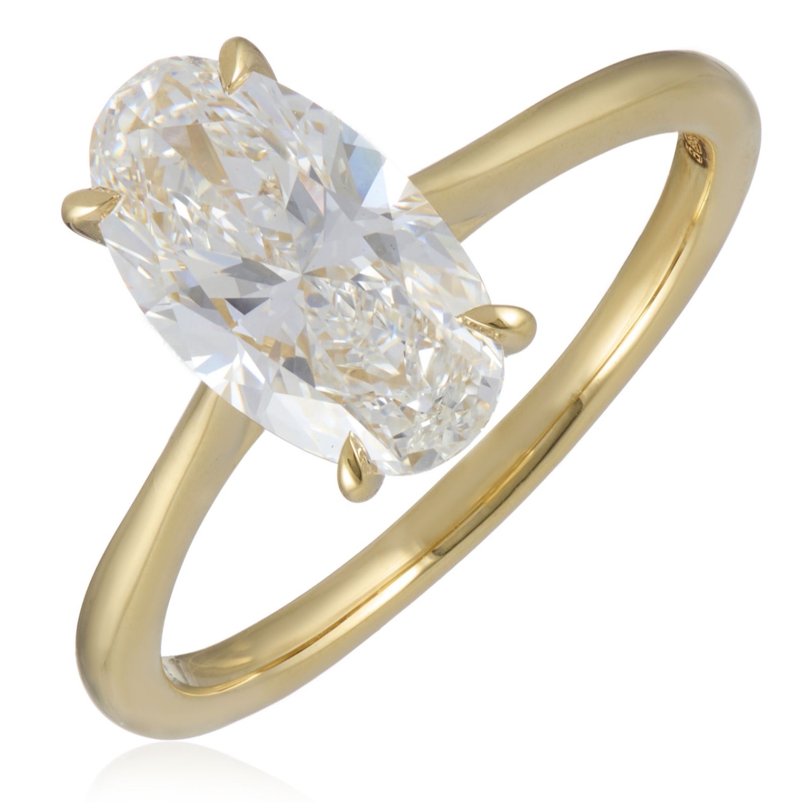 Fire Light 2ct Lab Grown Diamond Moval Cut Solitaire Ring 14ct Gold