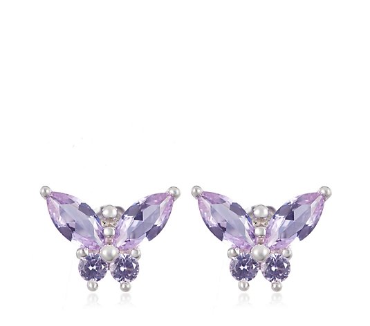 Diamonique 1.16ct Pastel Butterfly Stud Sterling Silver