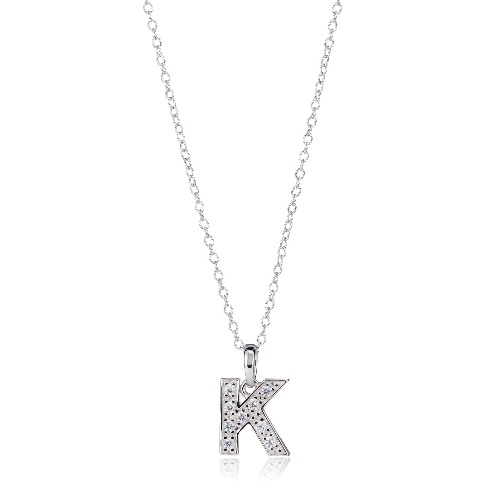 Diamonique 0.09ct tw Initial Pendant Necklace & Chain Sterling Silver