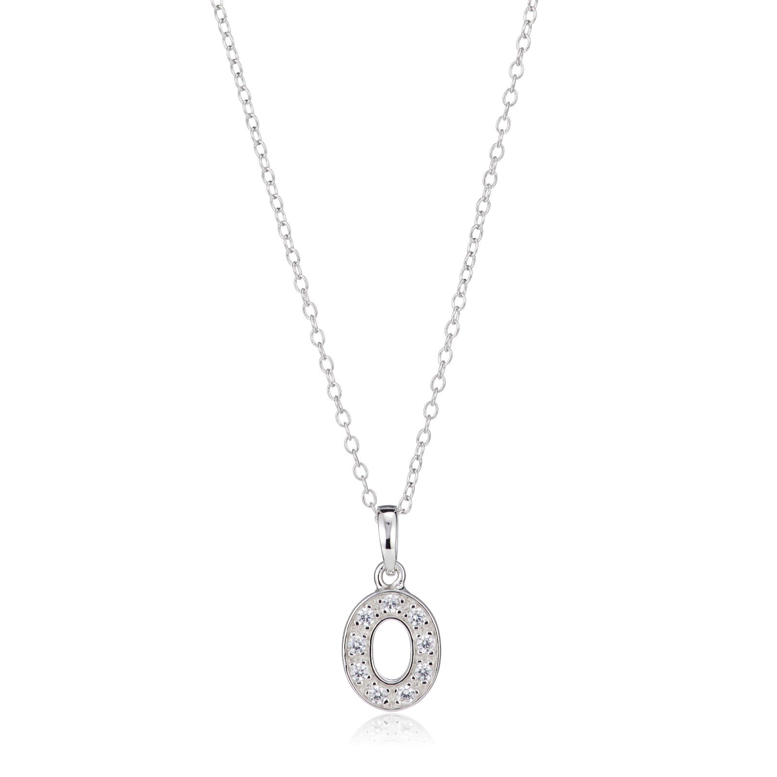Diamonique 0.09ct tw Initial Pendant Necklace & Chain Sterling Silver