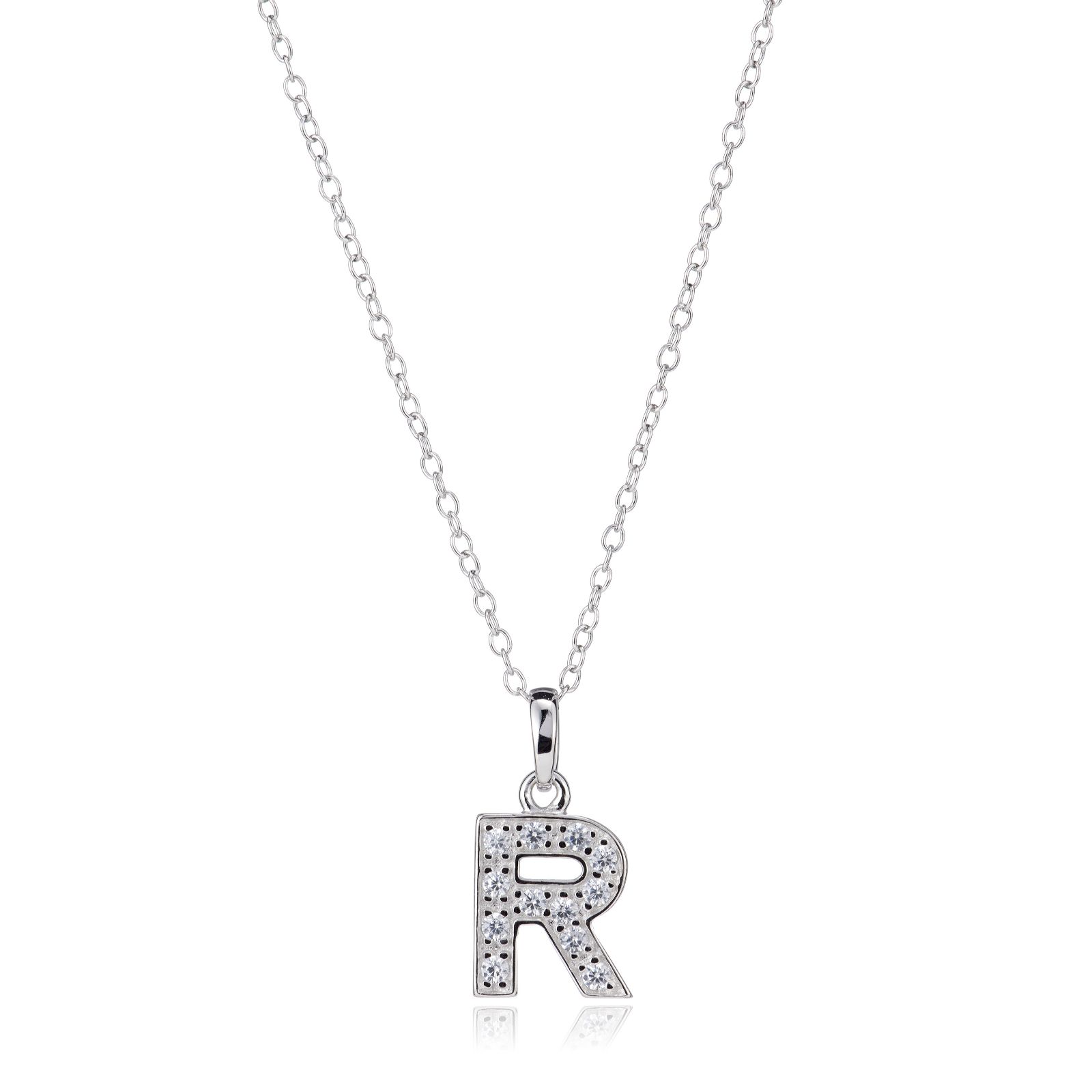 Diamonique 0.09ct tw Initial Pendant Necklace & Chain Sterling Silver