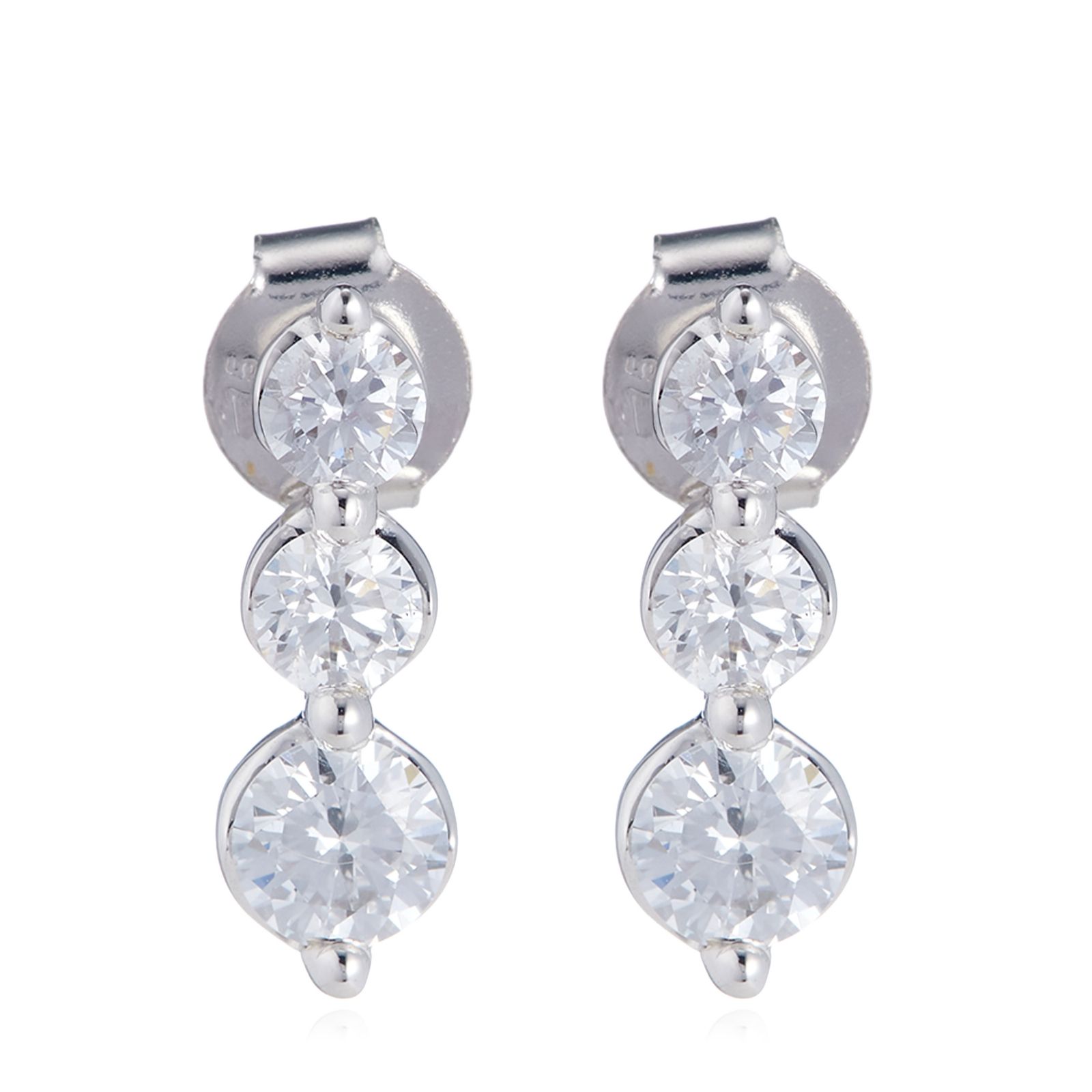Firelight 1ct Lab Grown Diamond 3 Stone Drop Earrings 9ct Gold