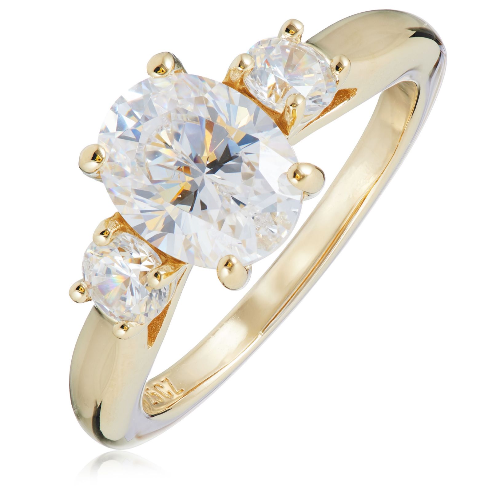 Diamonique 2.5ct Oval Cut Trilogy Ring Sterling Silver