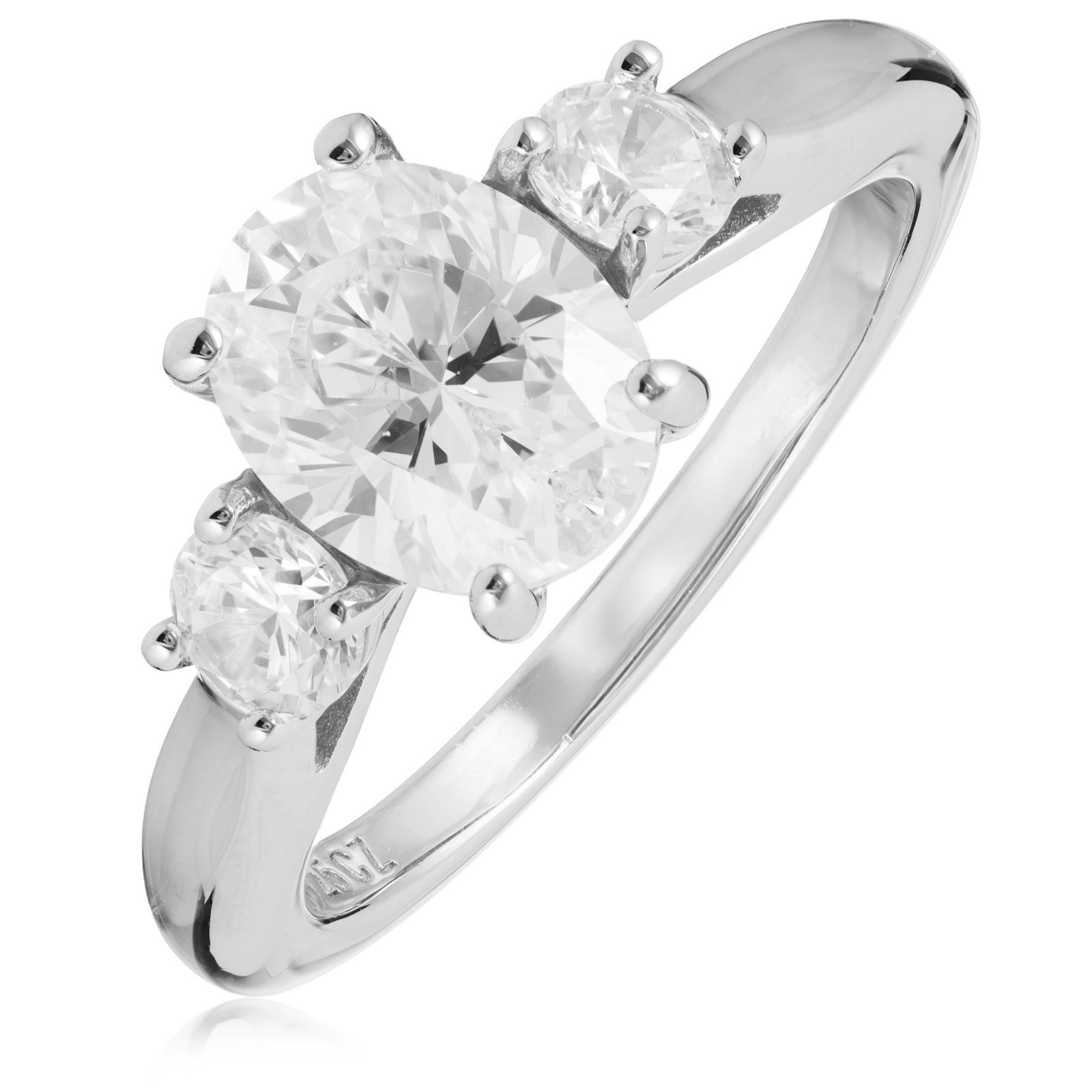 Diamonique 2.5ct Oval Cut Trilogy Ring Sterling Silver