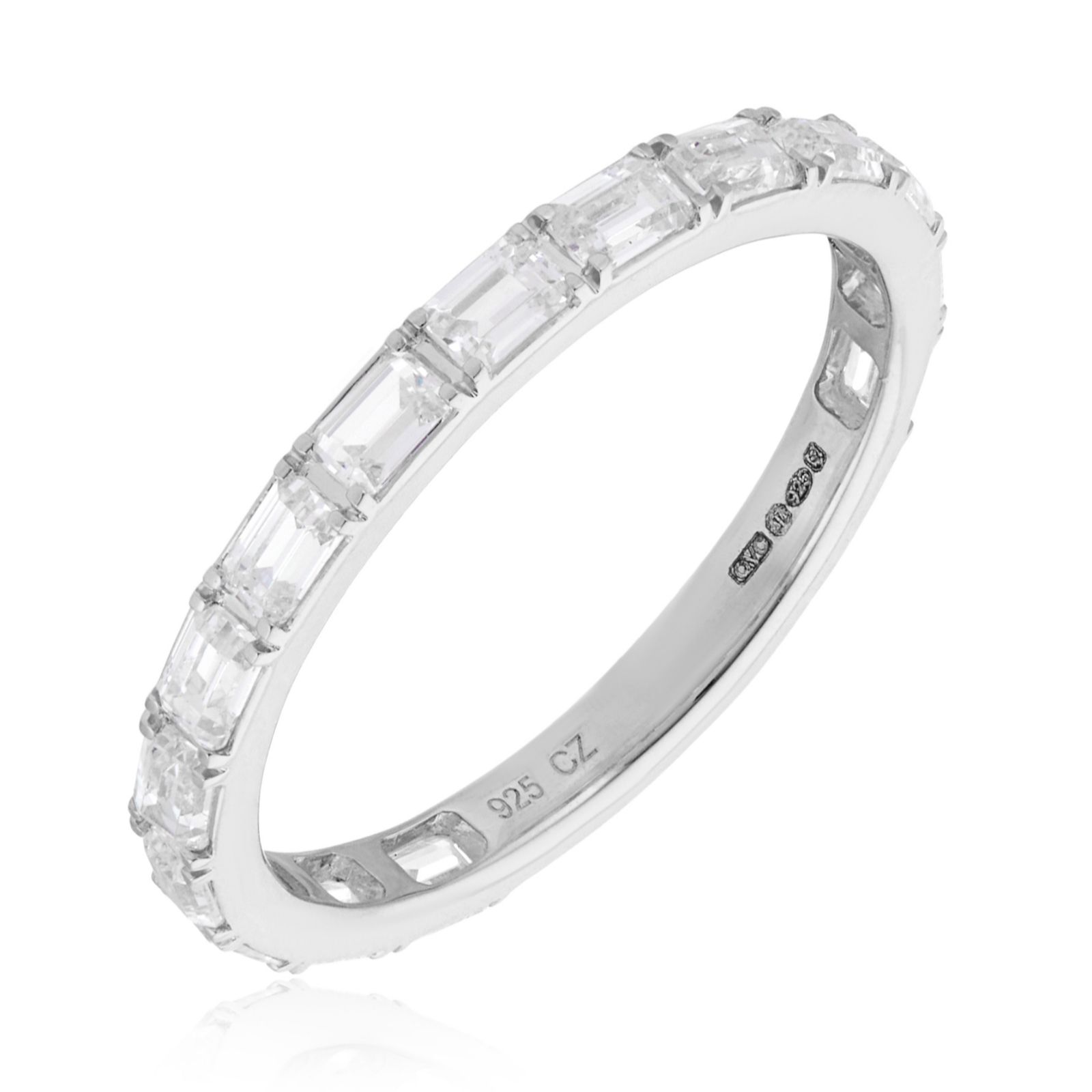 Fire Light 0.75ct Lab Grown Diamond Emerald Cut East West Eternity Ring 9ct