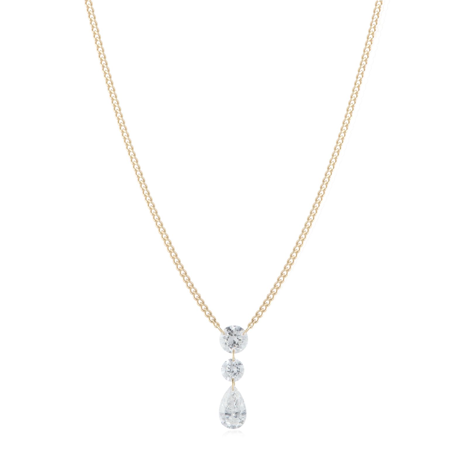 Fire Light 0.5ct Lab Grown Floating Diamond Pendant & Chain 9ct Gold