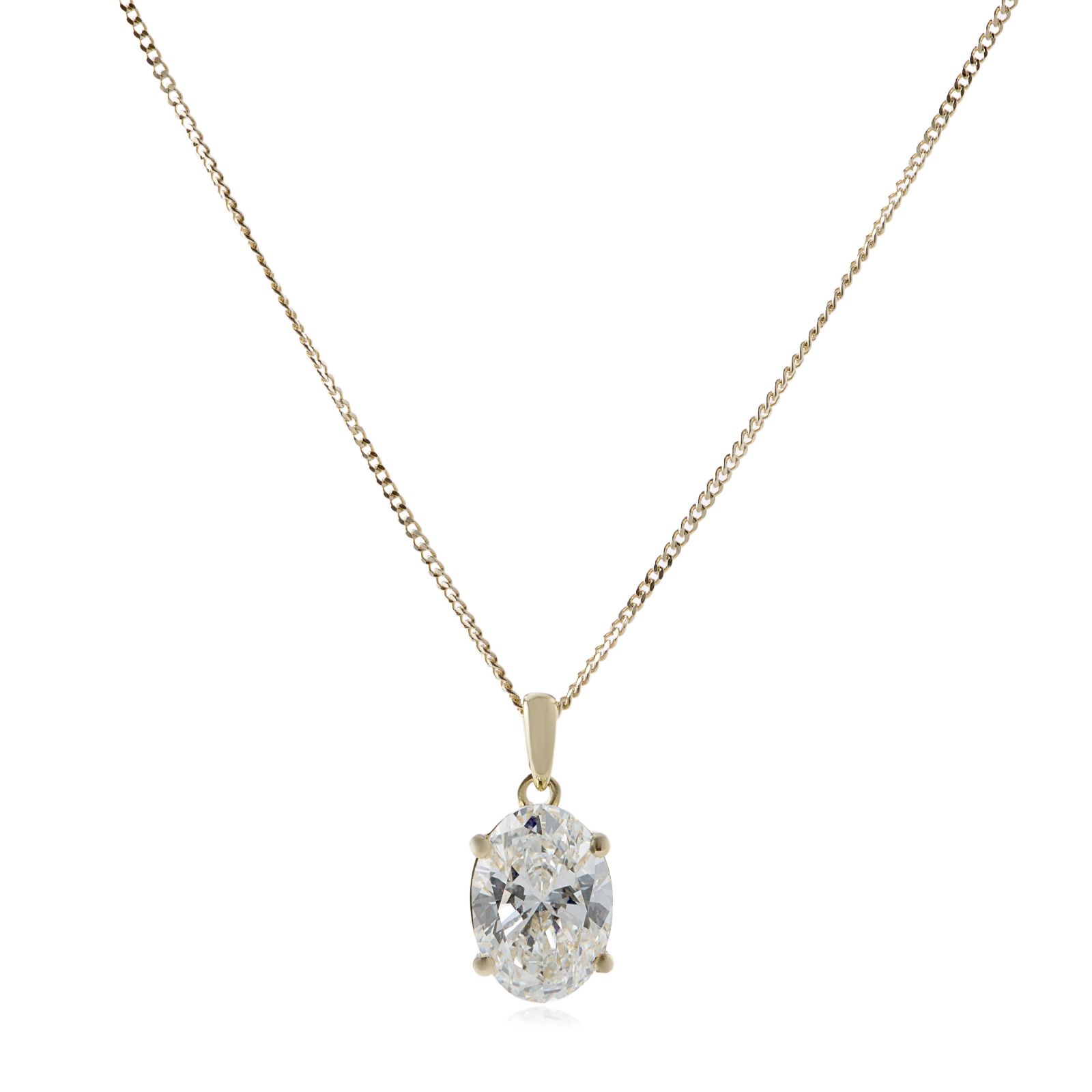 Fire Light 3ct Lab Grown Diamond Oval Cut Pendant & Chain 9ct Gold