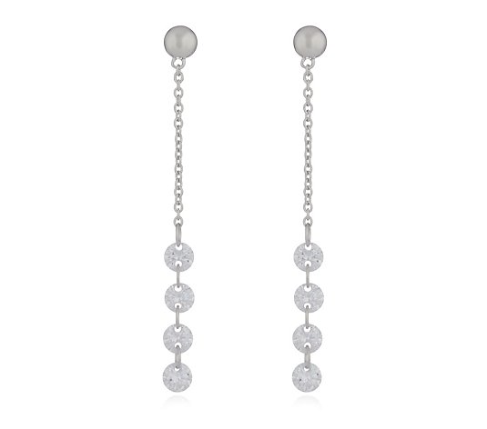 Diamonique 2ct tw Floating Stone Droplet Earring Sterling Silver