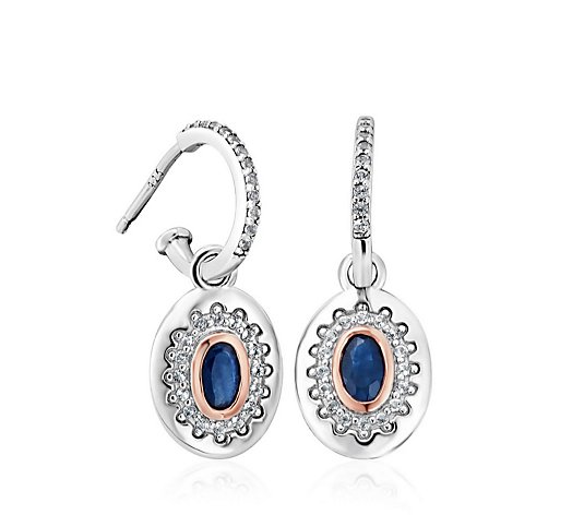 Clogau Sapphire Drop Earrings Sterling Silver & 9ct Gold