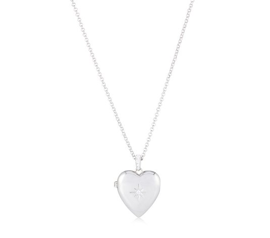 Simplicity by Diamonique 0.06 ct tw Heart Locket Sterling Silver