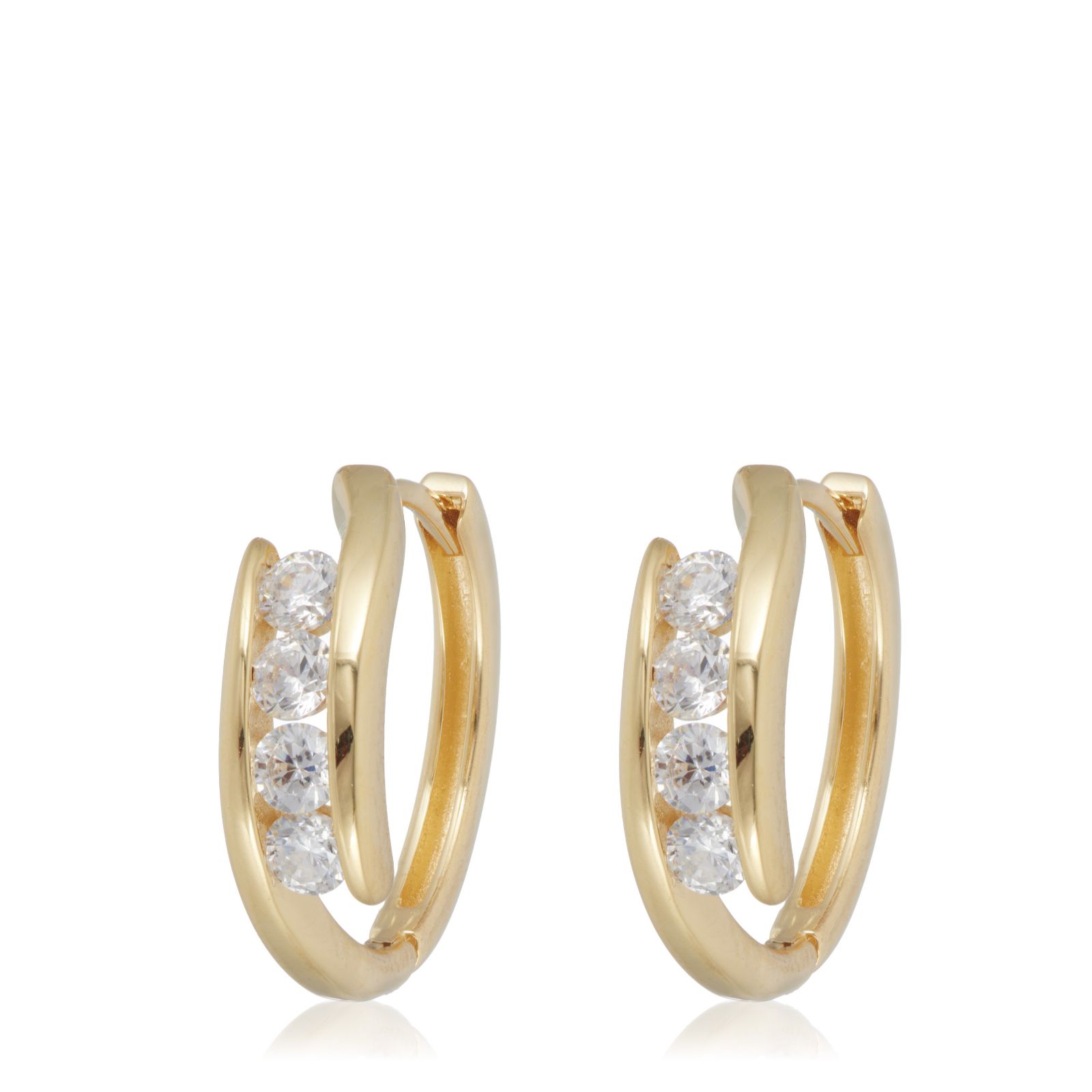 Diamonique 0.4ct tw Centre Stone Hoop Earrings Sterling Silver